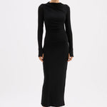 Juniper Black Mesh LS Maxi Dress