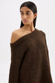 Lavinia Chocolate Off Shoulder Knit