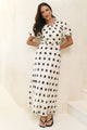 Stage Cream Black Polka Dot Puff Sleeve Floaty Maxi Dress