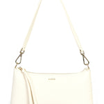 White handbag with a strap on a white background