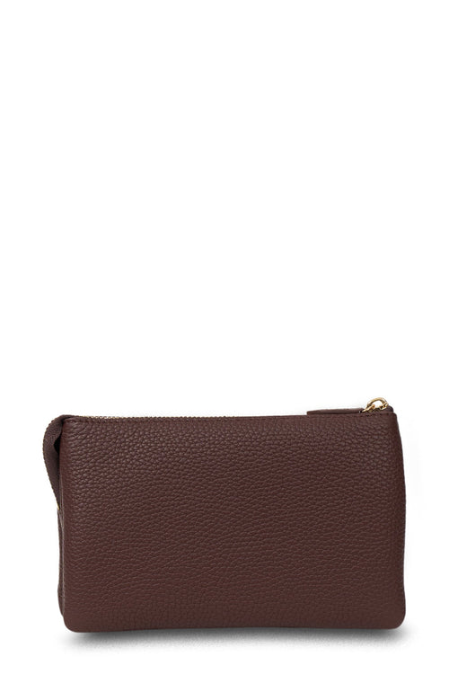 Brown leather pouch on a white background