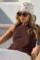 Salute Chocolate Relaxed Sleeveless Knit Tank Top