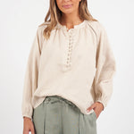 Sardinia Bone Linen LS Blouse