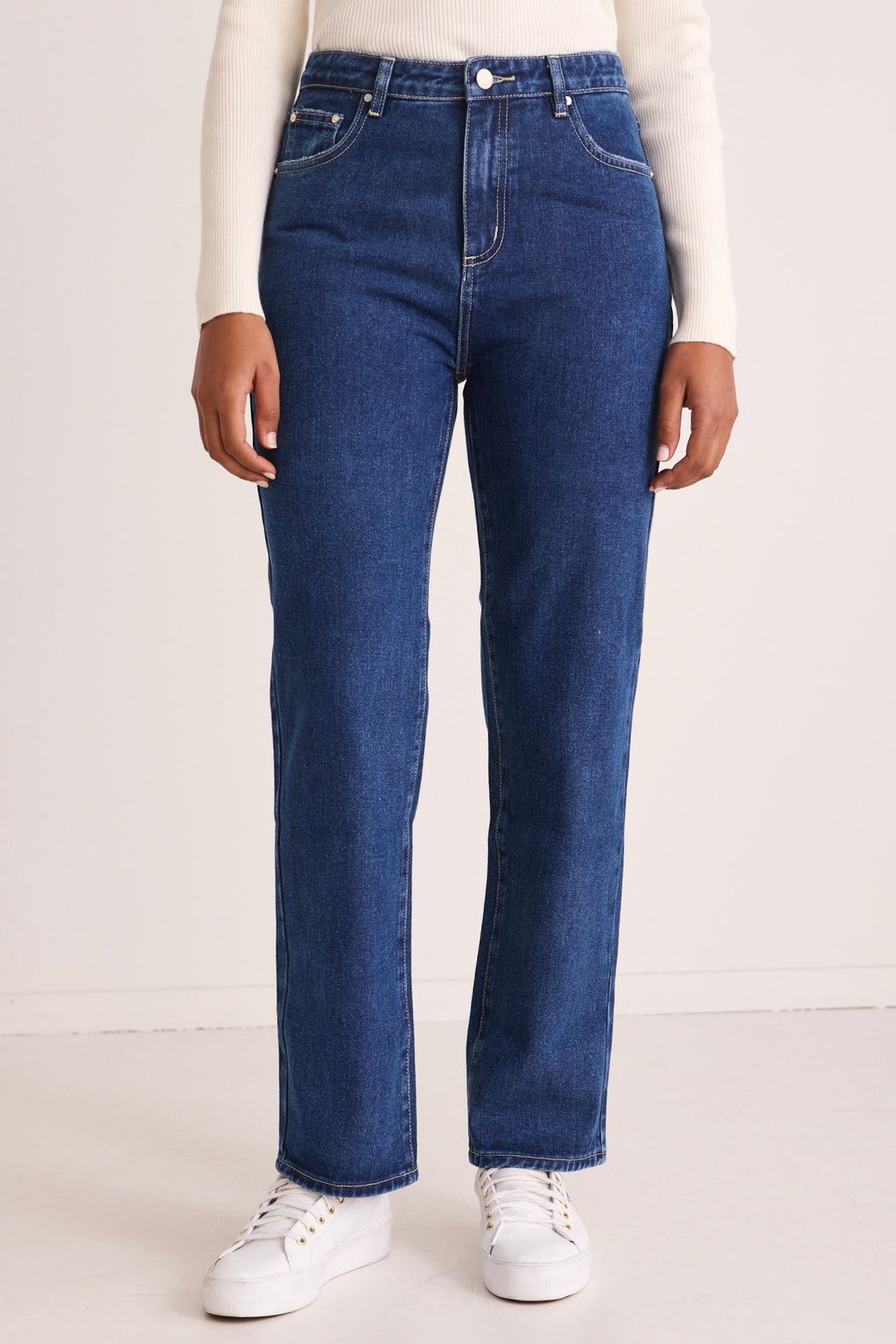 Shop Lexie Dark Blue High Waist Straight Leg Jean Flo Frankie