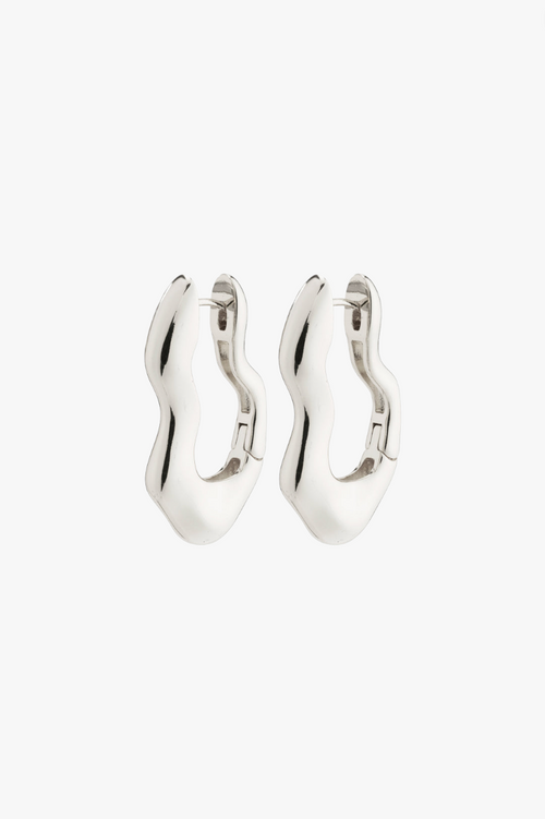 Wave Recycled Wavey Hoops Silver-Plated Earrings ACC Jewellery Pilgrim   