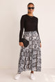 Sensational Black Paisley Tiered Drawstring Maxi Skirt