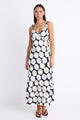Serenade Black Holiday Print Tie Straps Slip Maxi Dress