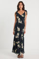Serenade Black and Blush Floral Tie Straps Slip Maxi Dress