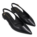 Margot Black Slingback Flat Sandal