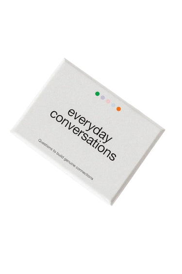Card pack titled 'everyday conversations' on a white background