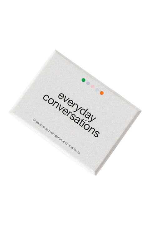 Card pack titled 'everyday conversations' on a white background
