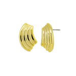 Misty Ridged Half Moon Gold Earrings