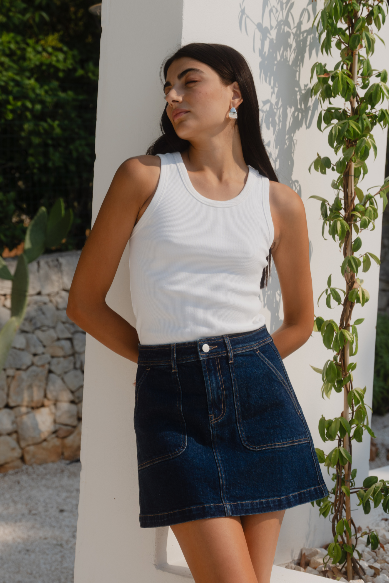baybee center fringe denim skirt(indigo) Mango drop baybee center fringe denim skirt(indigo) Mango drop
