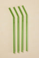 Green Reuseable Pk 4 Glass Drinking Straws