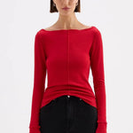 Ria Cherry Wide Neck LS Top