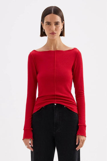 Ria Cherry Wide Neck LS Top