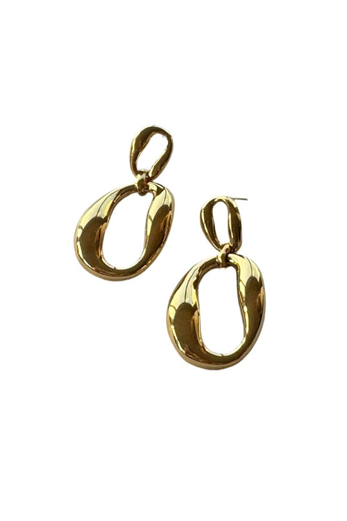 State Oval Link Gold Earrings