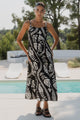 Nimbus Black Ivory Leaf Tie Strap Maxi Dress