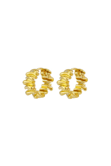 April Pleated Gold Hoop Earrings