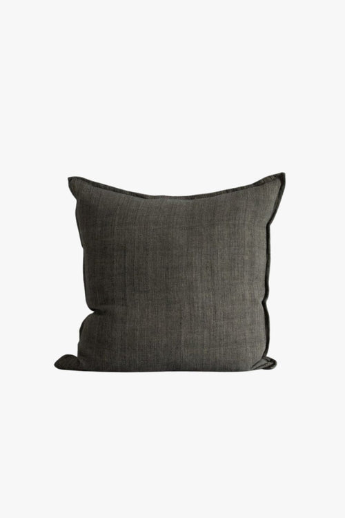 Cassia Nori Charcoal Feather Inner 55x55cm Linen Cushion HW Cushions Baya   
