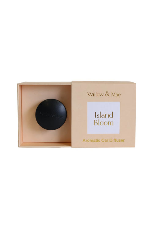 Aromatic car diffuser in a box with 'Willow & Mae' branding on a white background