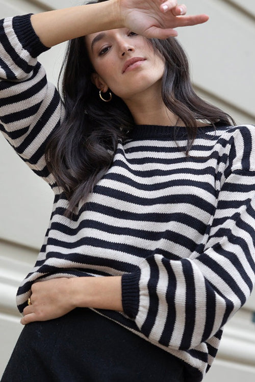 Black stripe knit