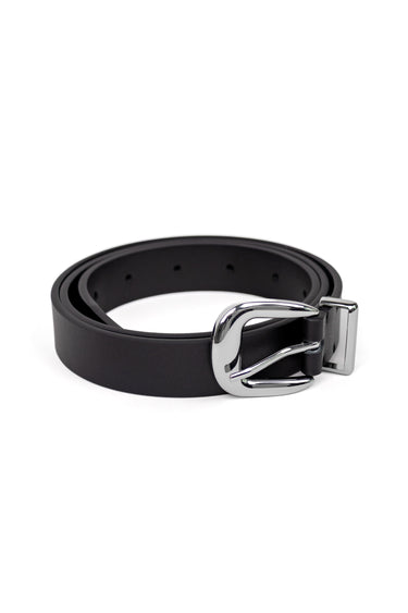 Silver Buckle Black Leather Belt