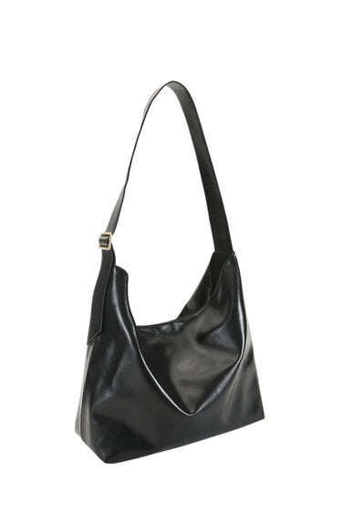 Sisa Black Shine Slouch Shoulder Bag