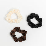 Small Black, Ivory, Chocolate Set of 3 Scrunchies