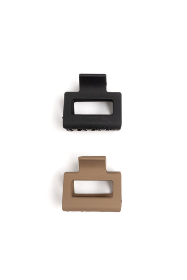 Small Brown Black 2 pc Matte Clip Set