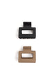 Small Brown Black 2 pc Matte Clip Set