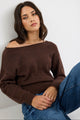 Society Chocolate Off Shoulder Jumper