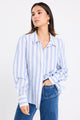 Solidify Sky Blue Stripe Puff Sleeve LS Shirt