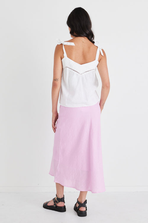 Soulmate Pink Lilac Linen Bias Midi Skirt WW Skirt Among the Brave   