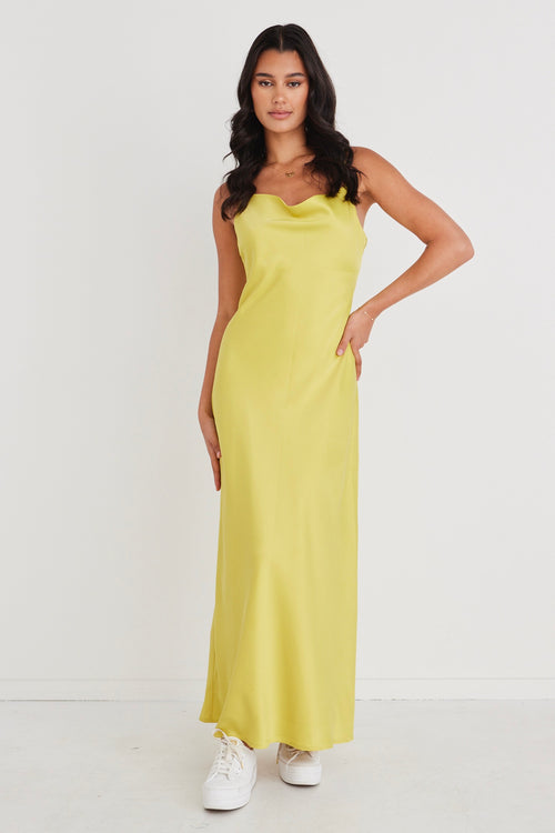 Citron Lace-Trim Maxi Slip Dress