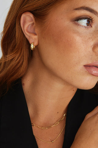 Sparkle Hoop Gold Huggie Earrings ACC Jewellery Georgia Mae   