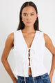 Spectacle Ivory Ramie Tie Front Vest