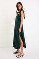 Spontaneous Forest Tie Shoulder Relaxed Midi Dress