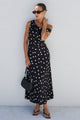 Spotlight Black Polka Dot Off Shoulder Flare Midi Dress