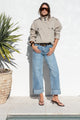 Emerge Washed Out Blue Turn Up Long Jeans