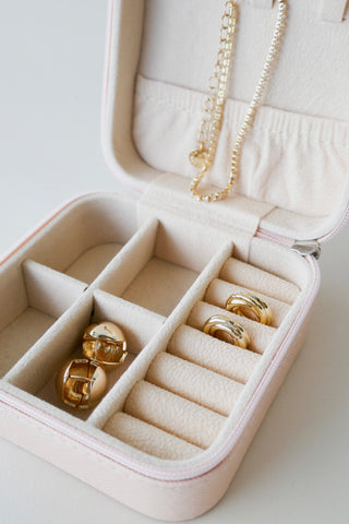 Square Pink Jewellery Travel Case