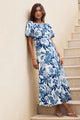 Stage Blue Floral Puff Sleeve Floaty Maxi Dress