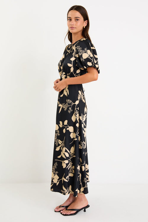 black and beige floral dress Beige & Black Floral Mini Dress - All Dresses