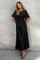 Stage Black Polka Dot Puff Sleeve Floaty Maxi Dress