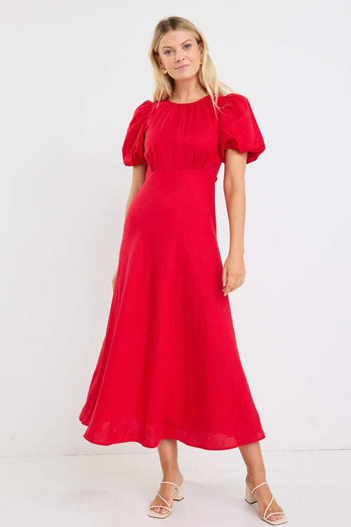 Shop Stage Cherry Puff Sleeve Floaty Maxi Dress Shop Stage Cherry Puff Sleeve Floaty Maxi Dress