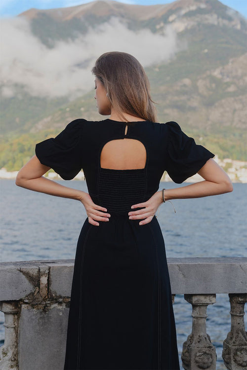 Shop State Black Linen Blend SS Midi Dress | Flo & Frankie Shop State Black Linen Blend SS Midi Dress | Flo & Frankie