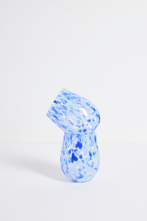 blue and green spotted glass