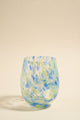 Stemless Blue Green Splatter Wine Glass