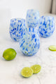 Stemless Blue Green Splatter Wine Glass