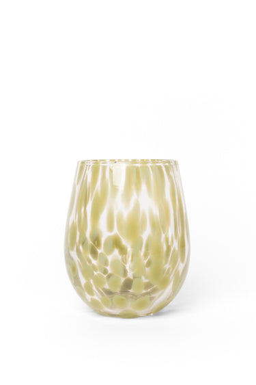 Stemless Olive Splatter Wine Glass
